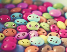 Colored chocolate candies - cute and funny faces