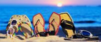 Beach slippers and sunglasses - Beautiful summer time
