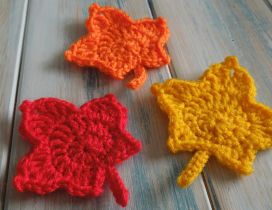 Funny Autumn leaves made from wool