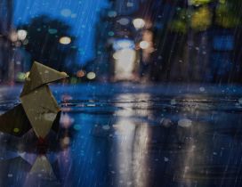 Mascot in the rain at night - HD wallpaper
