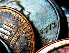 Macro old coins from United States of America