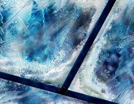 Cold winter season - macro frozen window