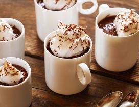 Coffee cups with cream - Good morning new day