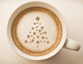 Sweet Christmas tree in a cup of coffee - Happy Holiday
