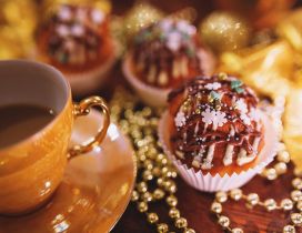 Delicious muffins and hot coffee for Santa Claus