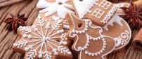 Ginger cookies in shape of tree, star and house