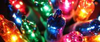Macro colorful Christmas lights - Happy Winter Holiday
