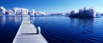 Wonderful blue lake in the cold winter season