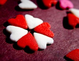 White and red sweet hearts - Chocolate on Valentines Day