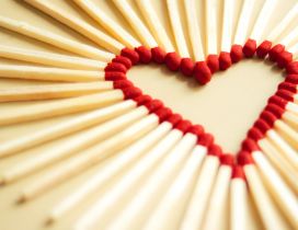 Red heart made from matches - Happy Valentines Day