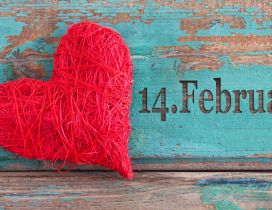 Big red heart on 14 February - Happy Valentines Day