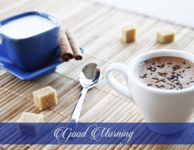 Delicious coffee and milk with cinnamon - HD wallpaper