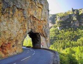 Road in a big rock - Wonderful nature landscape