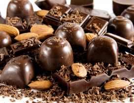 Sweet morning with delicious chocolate and almonds