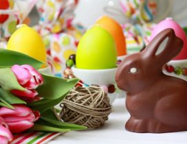 Sweet rabbit made of chocolate - Happy Easter Holiday
