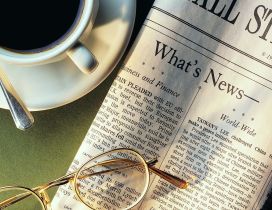 Hot coffee and News in the morning - HD wallpaper