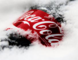 Bottle of Coca-Cola in snow - Delicious cold soda