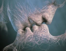 Artistic wallpaper - Love kiss between two people