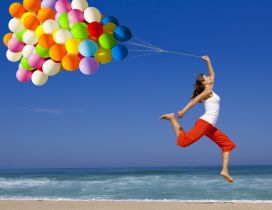 Flying with the colorful balloons - HD summer holiday