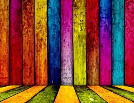 Colorful wood wall - Funny wallpaper