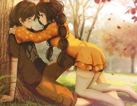 Anime Romance in the park - Autumn season