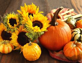 Sunflowers and pumpkins - Halloween party