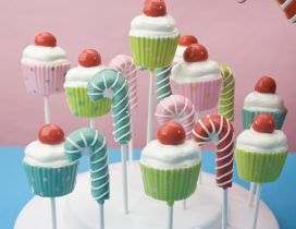 Delicious and sweet candies on the stick - Colorful desert