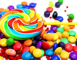 Lots of delicious colorful candies - Children love sweets