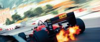 Super speed on the race - Fire from the wheels Formula 1