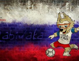 Fox mascot Fifa World Cup Russia 2018 - Flag on the wall