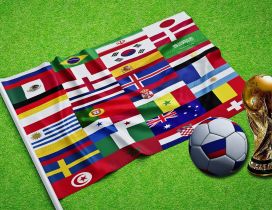 One flag with all country flag in Fifa World Cup Russia 2018