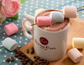 Hot chocolate and colorful marshmallows - Coffee time