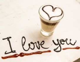Delicious cream coffee - I love you message