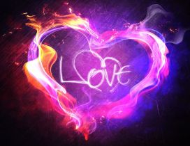 Love message on fire - Happy Valentine's Day