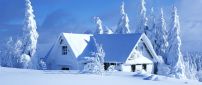 White house in a beautiful white winter season -HD Wallpaper
