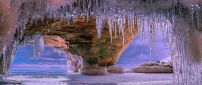 Icicles in cave - World magic phenomenons in winter season