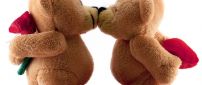 Two sweet lover bears are kissing - Happy Valentine's Day