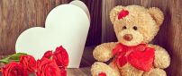 Chocolate, red rose and fluffy bear - Valentine's day