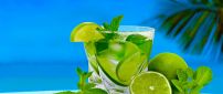 Fresh summer drink - Lemonade with limes and mint