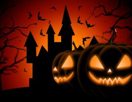 Dark night Halloween party at the castle - Pumpkins