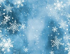 Wonderful blue background full with snowflakes - Winter time