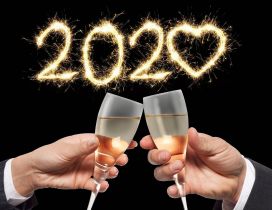 Champagne for a new beginning - Happy New Year 2020 heart