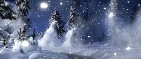 Cold winter night - Snow time over Forest