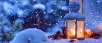 Candle outside in a winter cold night - HD wallpaper