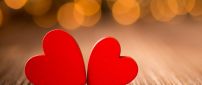 Soulmates - Two red wooden hearts - Happy Valentines Day