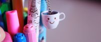 Cute small coffee cup and crayons - HD wallpaper