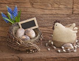 Hen and Easter eggs handmade  - HD wallpaper