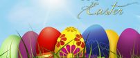 Wallpaper Easter eggs in the green grass - HD spring time