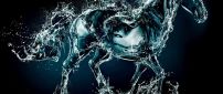 Wonderful crystal horse run in the water - HD wallpaper