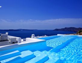 Greece - blue magic water and pool - HD summer time